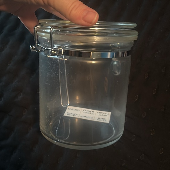 Dunkin Donuts Vintage 1996 Glass Coffee Bean Canister With Scoop! Holds 1 lb - Picture 4 of 15